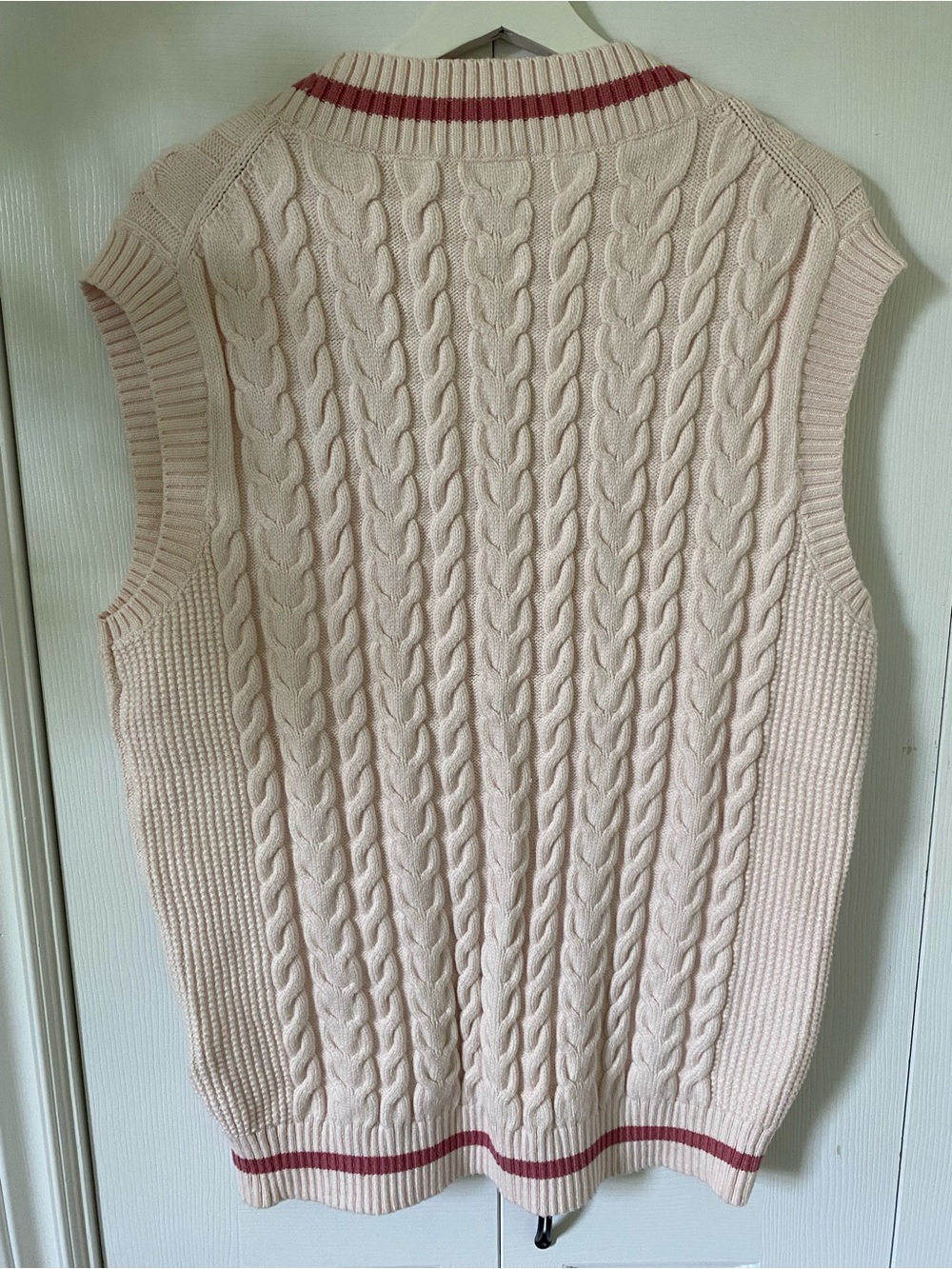 Aritzia Sunday Best Winston Cable-Knit V-Neck Vest Blush Pink Size Med Oversize - Picture 2 of 15